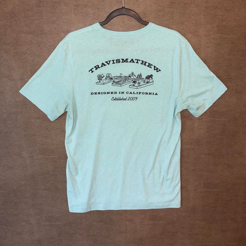 Travis Mathew Men's teal Blue Cotton T-Shirt Size L